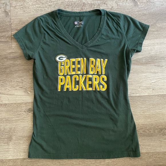 Womens NFL Green Bay Packers V Neck Short Sleeved TShirt M - Picture 2 of 3